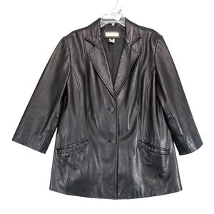 Preston & York Black Lambskin Leather Blazer Jacket Womens Plus Size 1X Career